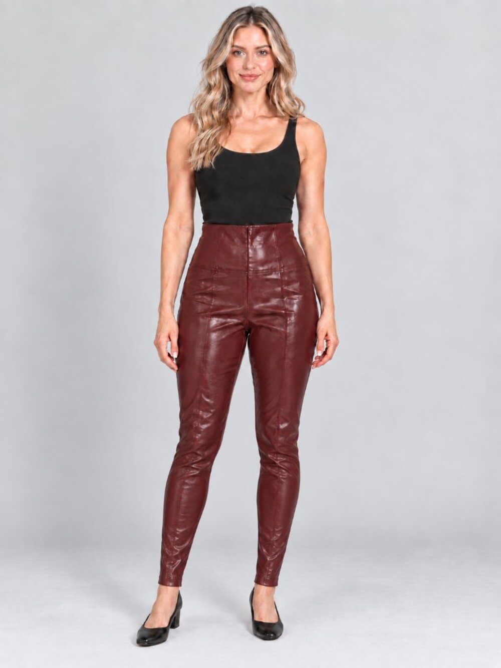 SPANX Faux Patent Leather Leggings Ruby Burgundy 1X High Rise NEW WITH TAGS